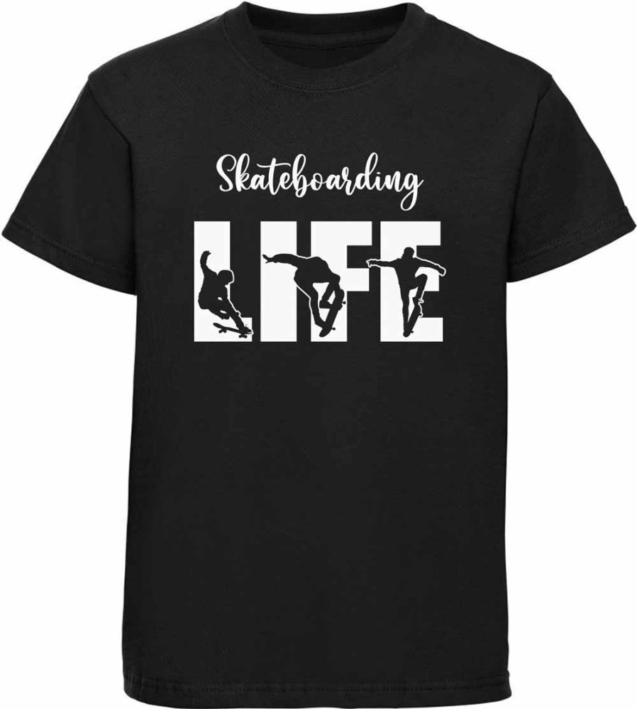 Kinder T-Shirt Skateboarder mit Skateboarding Life Schriftzug
